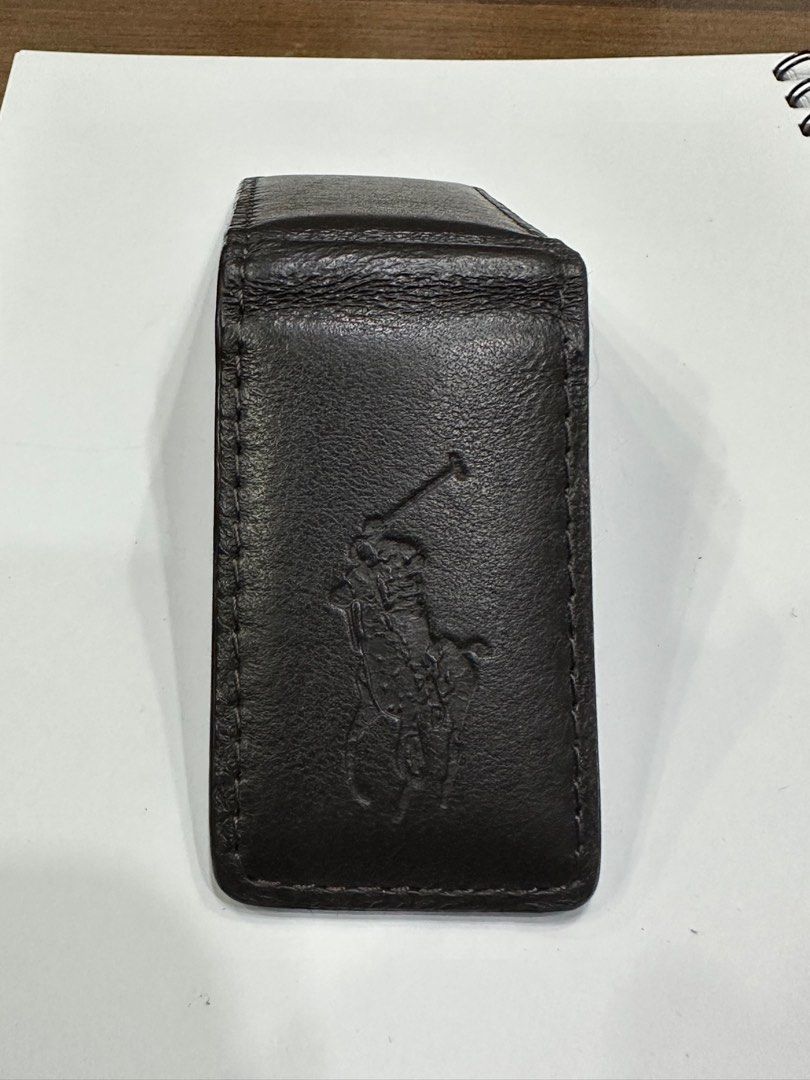Polo Ralph Lauren Dark Brown Leather Money Clip Compact Case