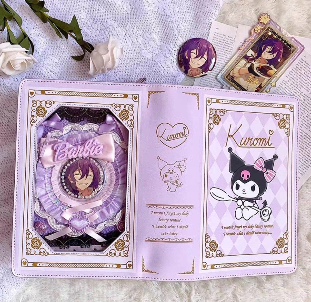 PO Sanrio Collaboration Lolita Cross Body Shoulder Book Style Ita Bag w Badge Holder Kuromi