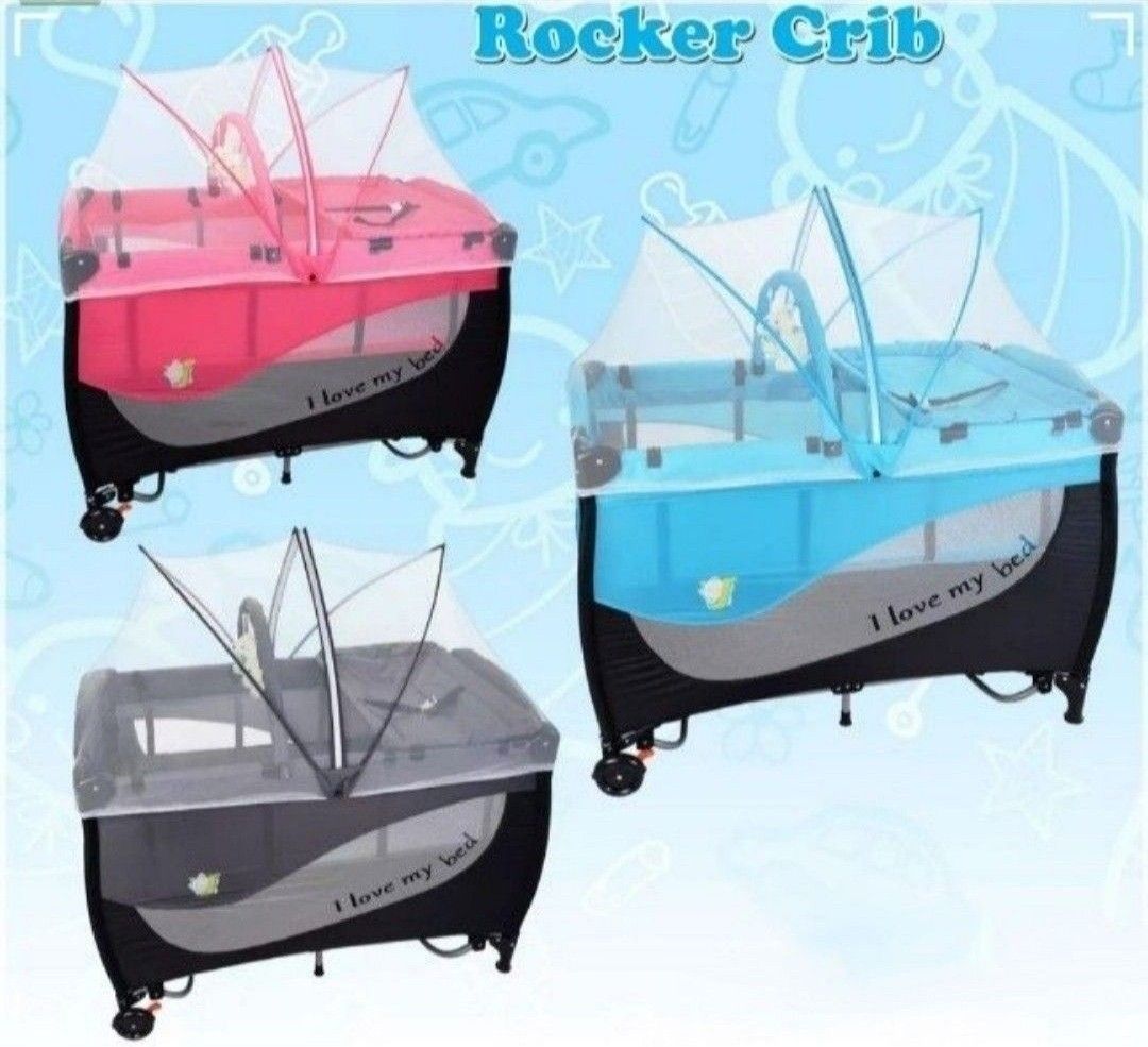 Preloved Crib with Playpen and built in Mosquito net, Babies & Kids