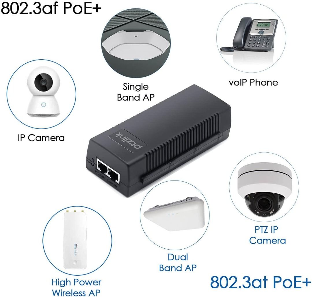 POE Injector 48V 30W PowerOver Ethernet Adapter For IP Phone