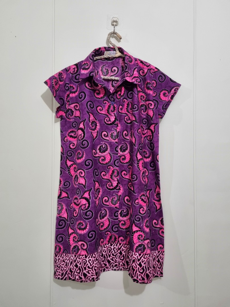 Purple Batik Dress, Women's Fashion, Dresses & Sets, Dresses on Carousell