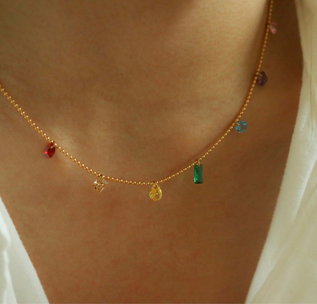 Rainbow on sale gemstone necklace