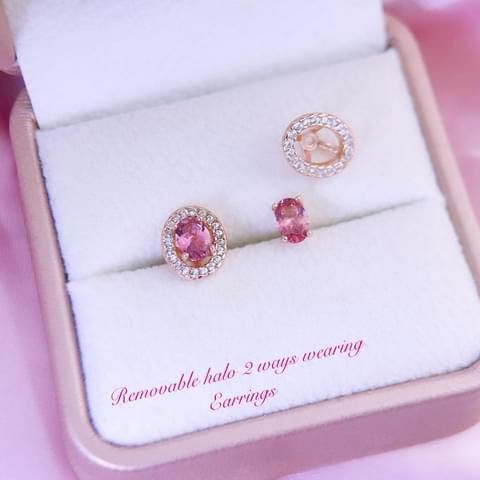 Removable halo 2 way wearing gemstones earrings