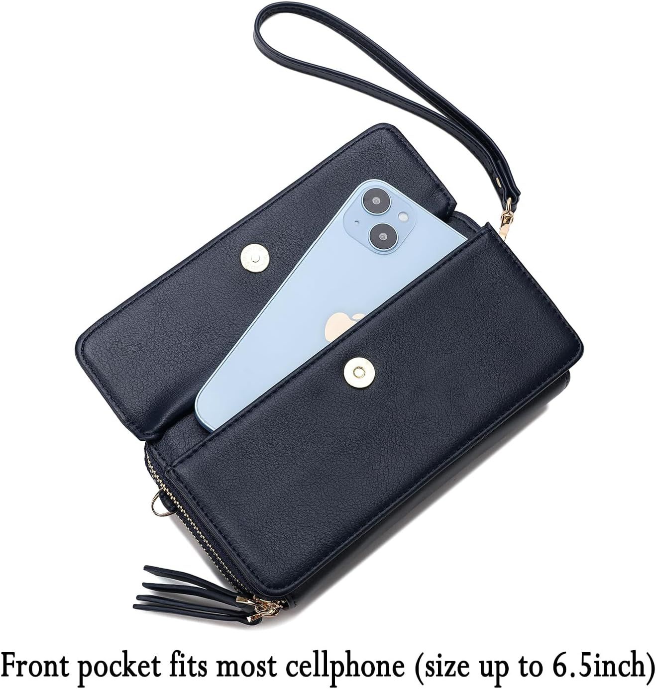 RFID Crossbody Wallet Wristlet Purse with Phone Pocket For Women