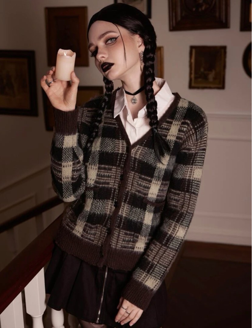 Plaid button sales front cardigan
