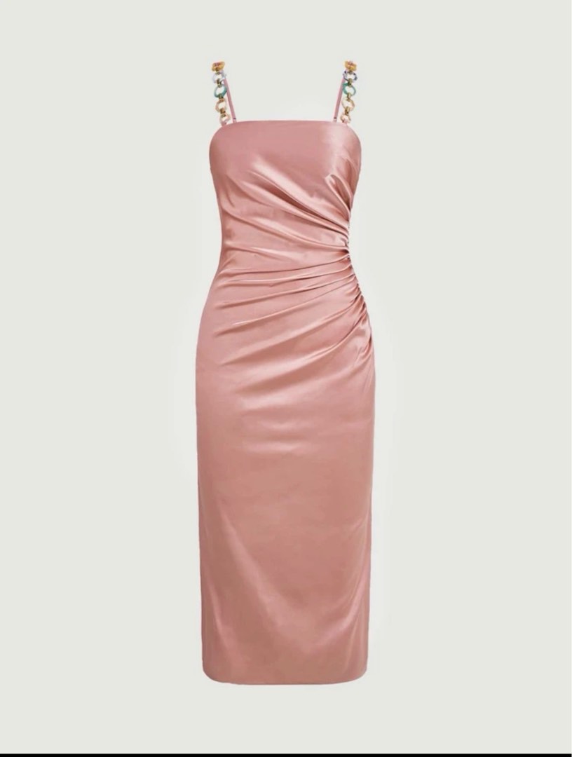 Satin Dusty Pink Dress, Women's Fashion, Dresses & Sets, Dresses on
