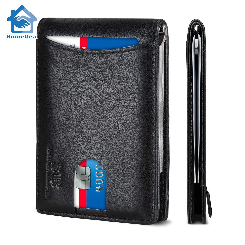 SERMAN Brands Money Clip Wallet - Heren Portefeuilles Slim Voorvak RFID Blokkerende Kaarthouder Minimalistische Mini Bifold, Texas Brown, Slank