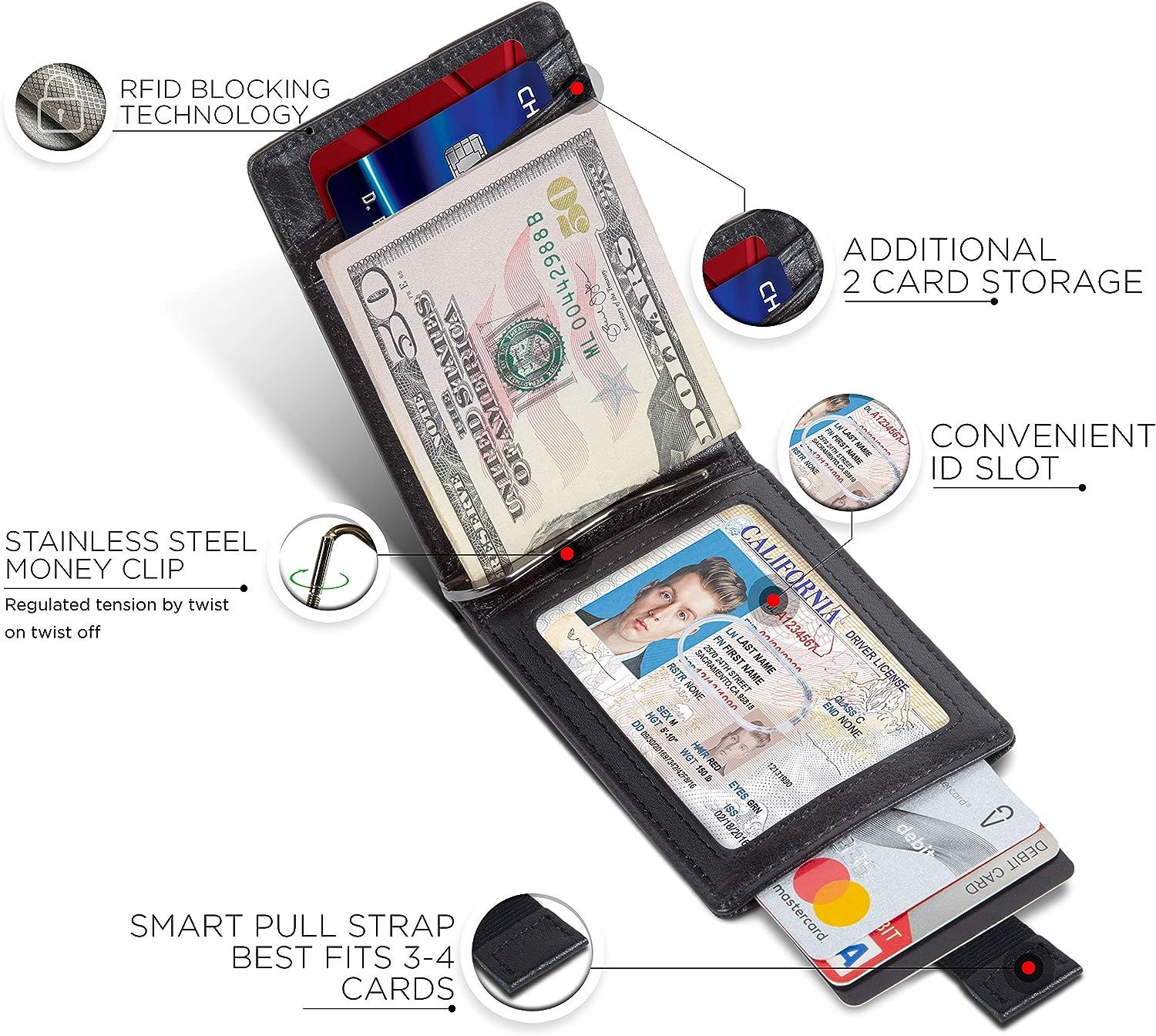 Serman Brands Mens Slim Bifold Wallet RFID Blocking Minimalist Front Pocket Wallets for Men - Thin & Stylish