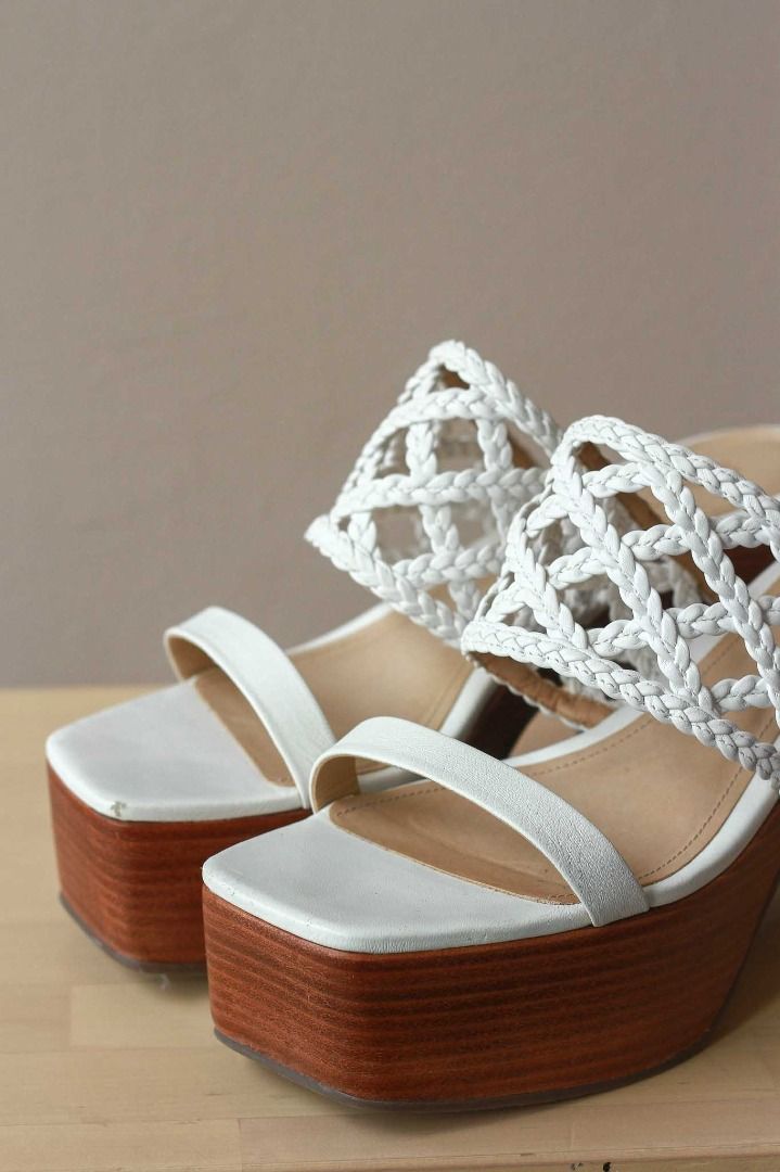 All white discount platform sandals