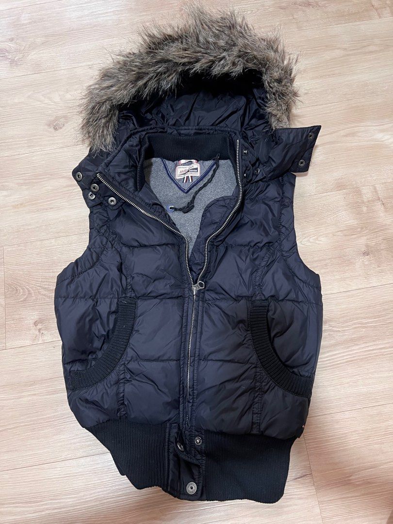 Fur hood puffer discount vest