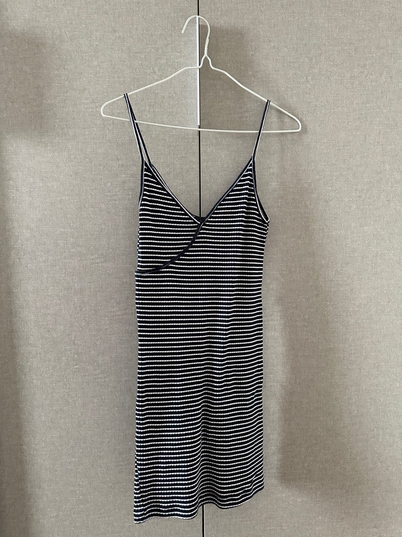 Topshop black and outlet white striped dress
