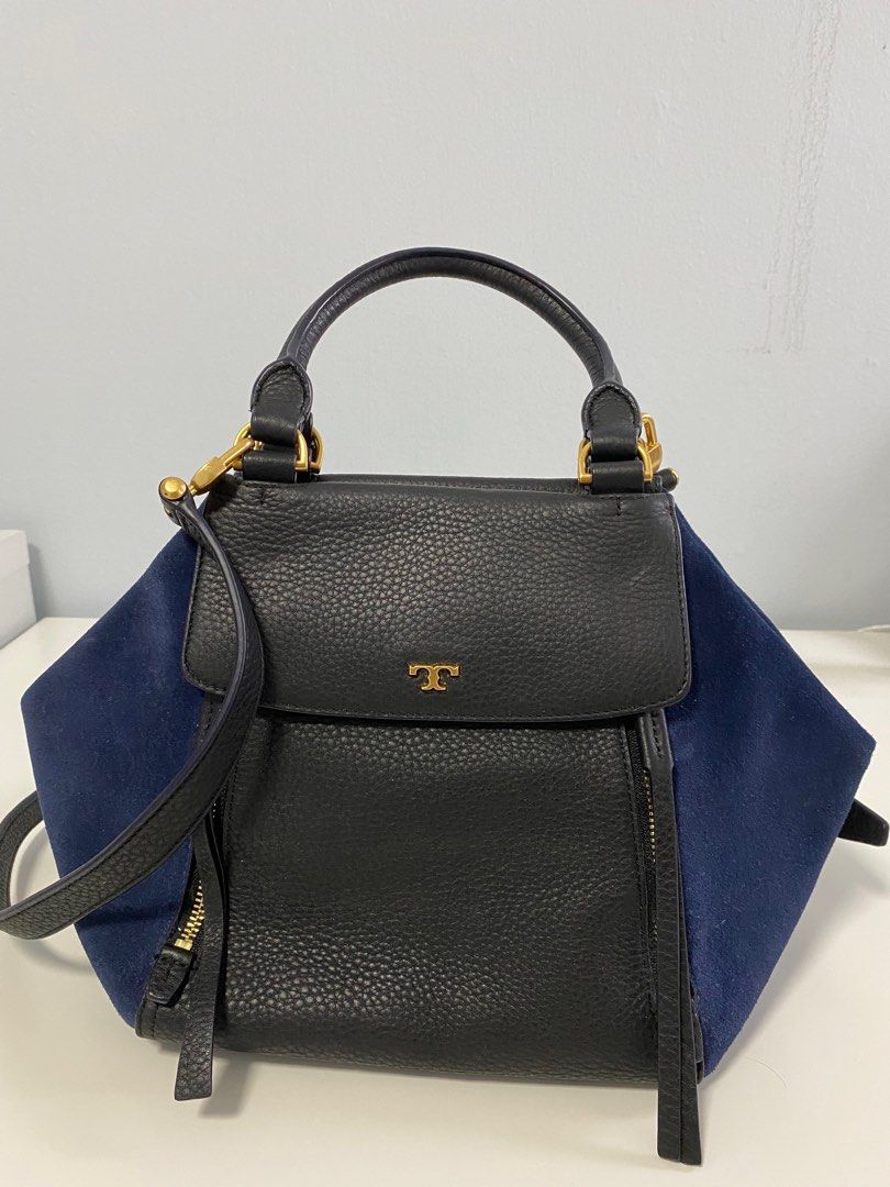 Tory burch half best sale moon satchel blue