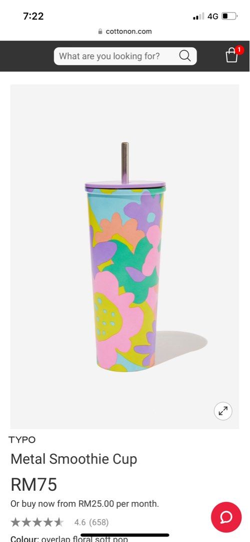 TYPO Metal Smoothie Cup Tumbler, Furniture & Home Living, Kitchenware