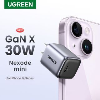 UGREEN USB C Plug 30W Nexode USB C GaN Charger Foldable Type C Plug Fast Charger Compatible with iPhone 14 Pro Max/14 Pro/14/13, Macbook Pro 13''/Air, iPad Air 5/Mini 6, Galaxy S22