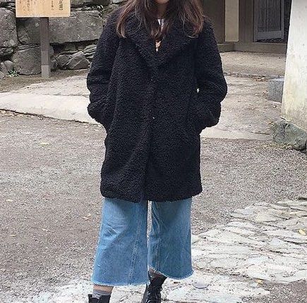 Uniqlo black teddy coat outlet