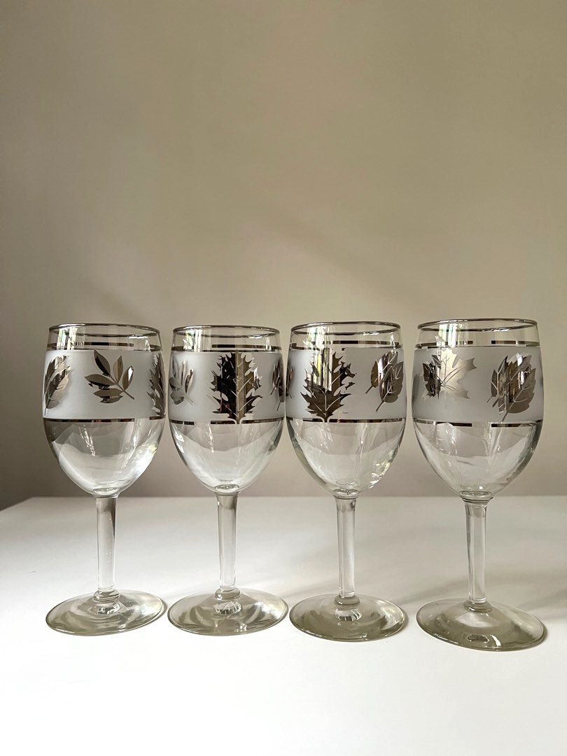 Vintage Libbey Wine Glasses set of 4, Furniture & Home Living