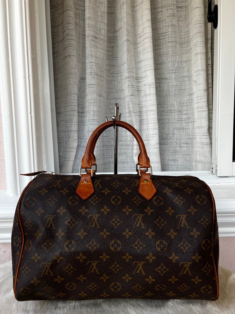 Vintage Speedy 35 Monogram Shoulder Bag in Brown 3, Women's Fashion