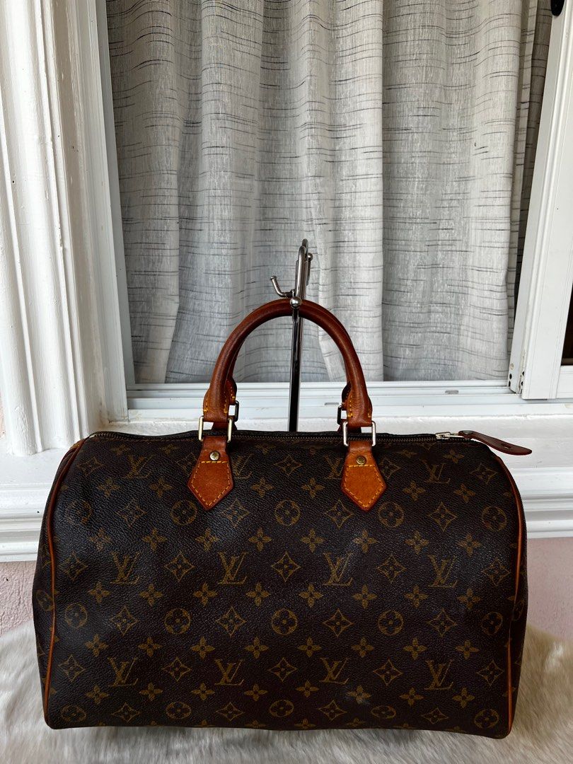 LOUIS VUITTON vintage Speedy 35 Monogram Brown Leather Cloth ref