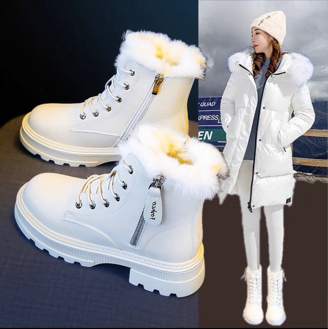 White snow boots for ladies top