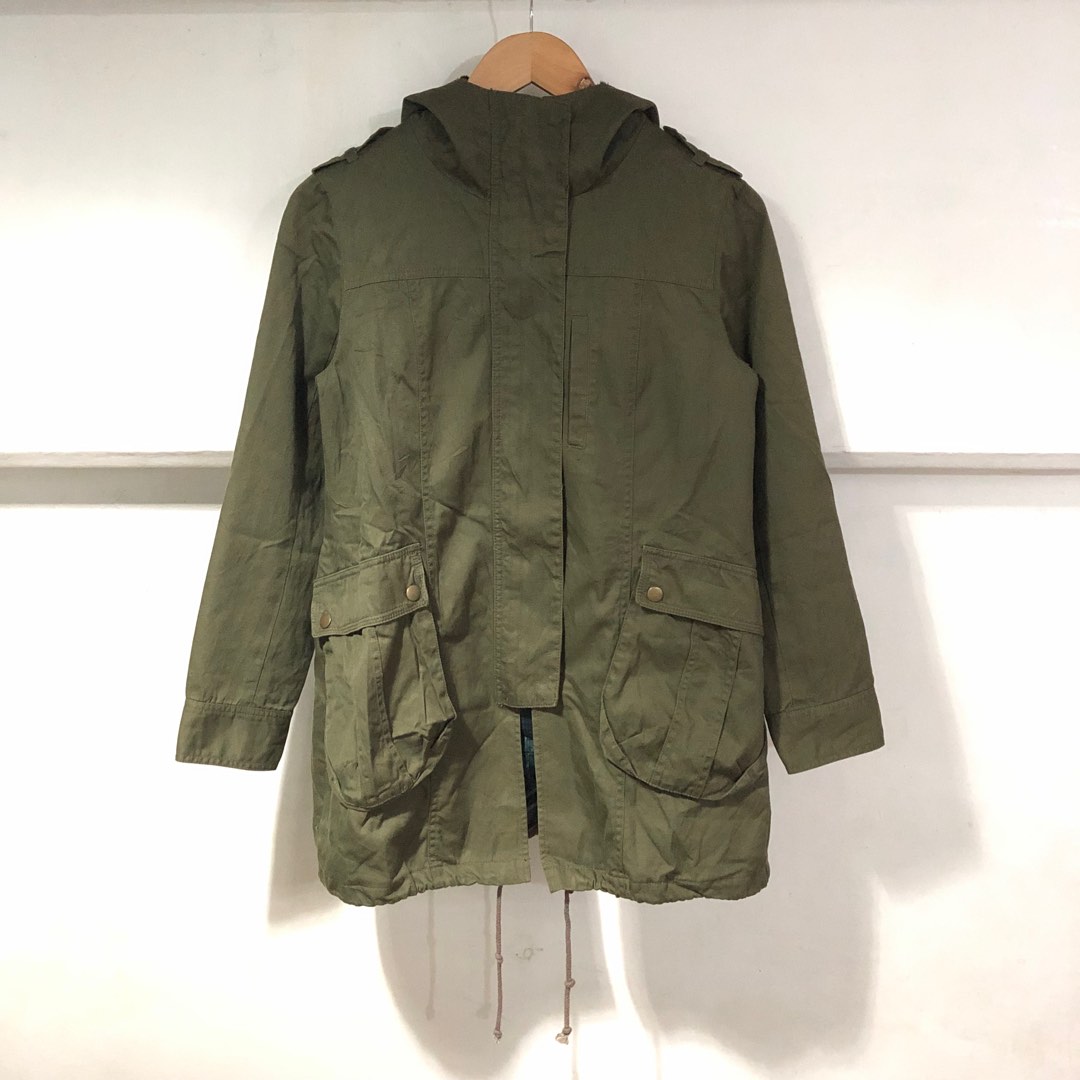 Women’s Army Green Parka Jacket, Women's Fashion, Coats, Jackets and Outerwear on Carousell