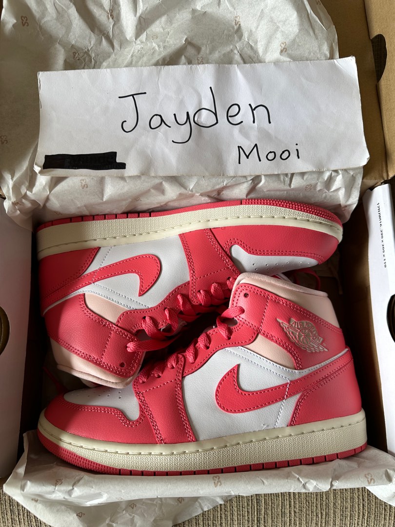 WTS AJ 1 Mid Sea Coral Pink Women s Fashion Footwear Sneakers