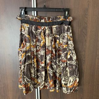 Zara Dog Printed Silk  Skirt