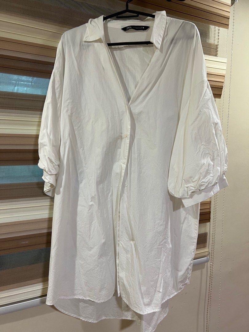 white linen shirt dress zara Zara White Linen Collared Short Sleeve Tie Keyhole Mini Bodycon Shirt Brie