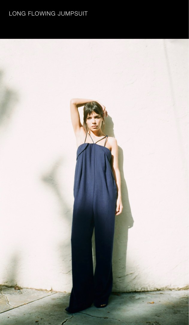 Zara LONG FLOWING JUMPSUIT Women s Fashion Dresses Sets