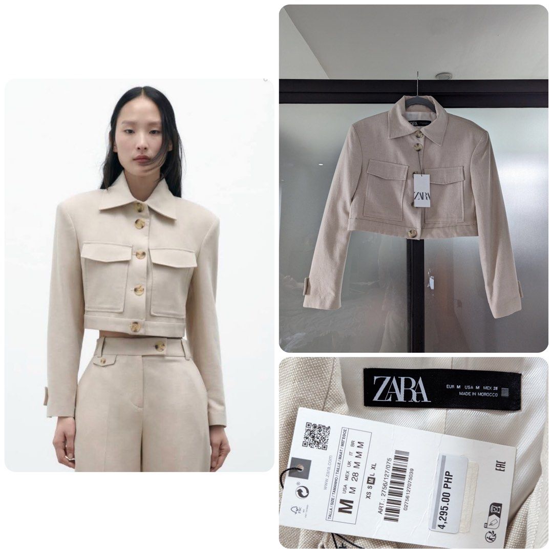 zara rustic cropped blazer jacket