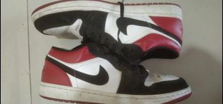 100% Authentic/Legit Air Jordan 1 Low "Black Toe" Pre-loved, Used, Size 12