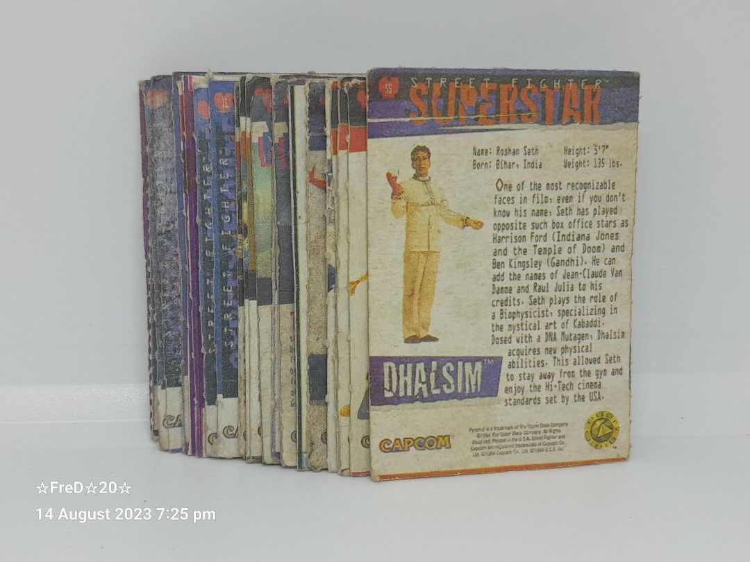1990s Street Fighter Half Size Teks (23pcs) (Category: Raw Singles) located in San Pablo. Submitted by fredambion (Listing ID 1254475642, Image 2). Description: *Please Take Time To Read Descriptions & Check The Photos *What You See Is What You Get *1990s Street Fighter Half Size Teks *All For Only 200 / 23pcs *Batang 90s Memorabilia *No Doubles *Half The Size Of Standard Card *Well Used to Heavily Used Condition *2nd Hand Condition *Manage Your 