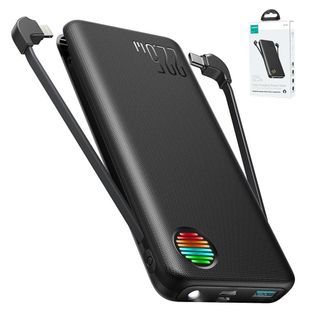 20000mah 充電寶自帶線黑色 Joyroom JR-L015 Power Bank With Dual Cables - 20000mAh - Black for iPhone type c Lightning android IOS Samsung 