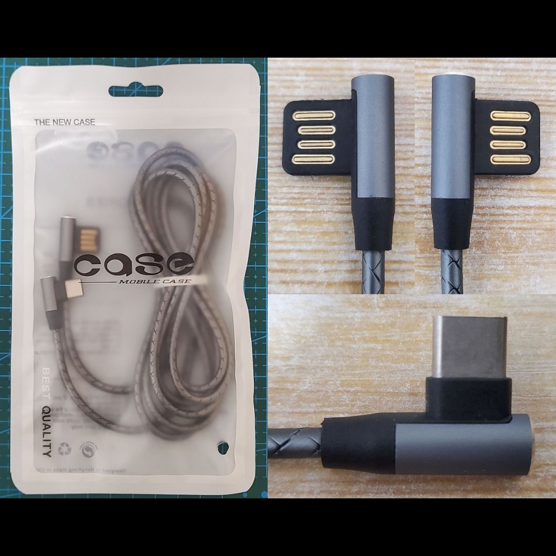 [全新,2米] 盲插 直角 90度 彎頭 Type-C USB 充電 數據 線 TypeC 彎插 充電線 數據線 USB-A 叉電線 USBA ...