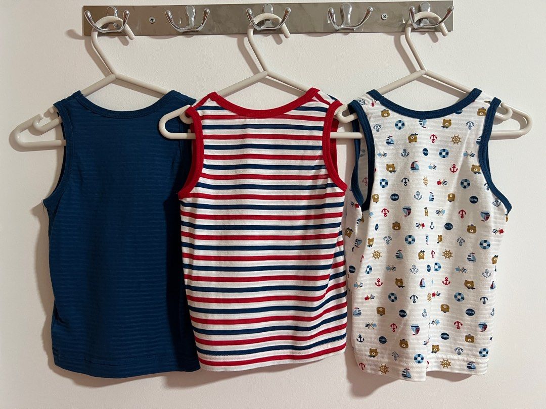 3 Pcs Baby Boy Sleeveless Tank Tops 80cm