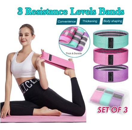 3PCS Elastic Bands Fitness Resistance Bands Yoga Pilates Hip