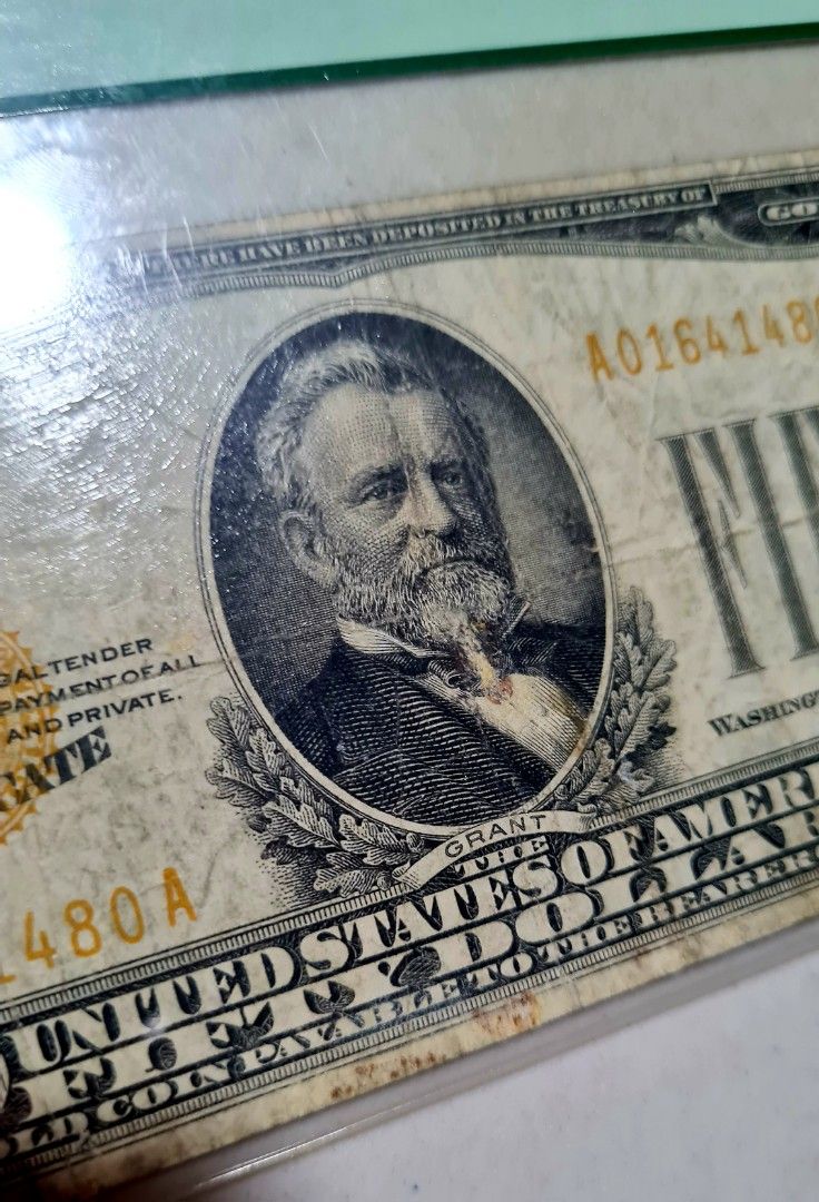 50usd Gold Certificate F, Hobbies & Toys, Memorabilia & Collectibles,  Currency on Carousell