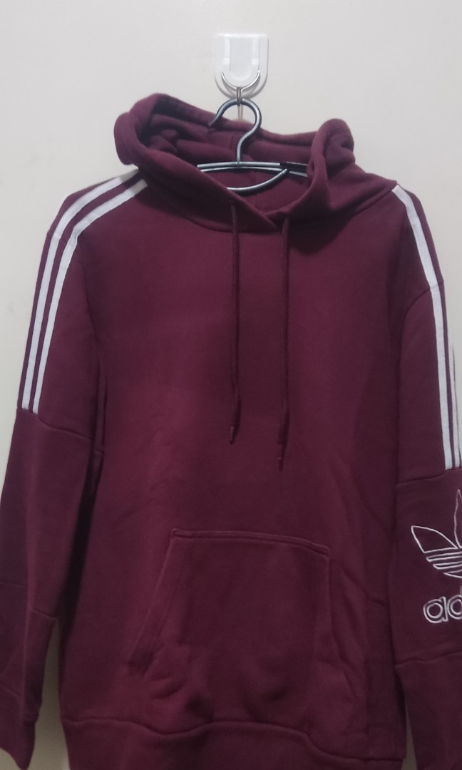 Adidas originals outline hoodie hotsell in maroon