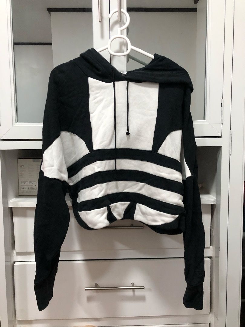 Adidas large logo crop hoodie top