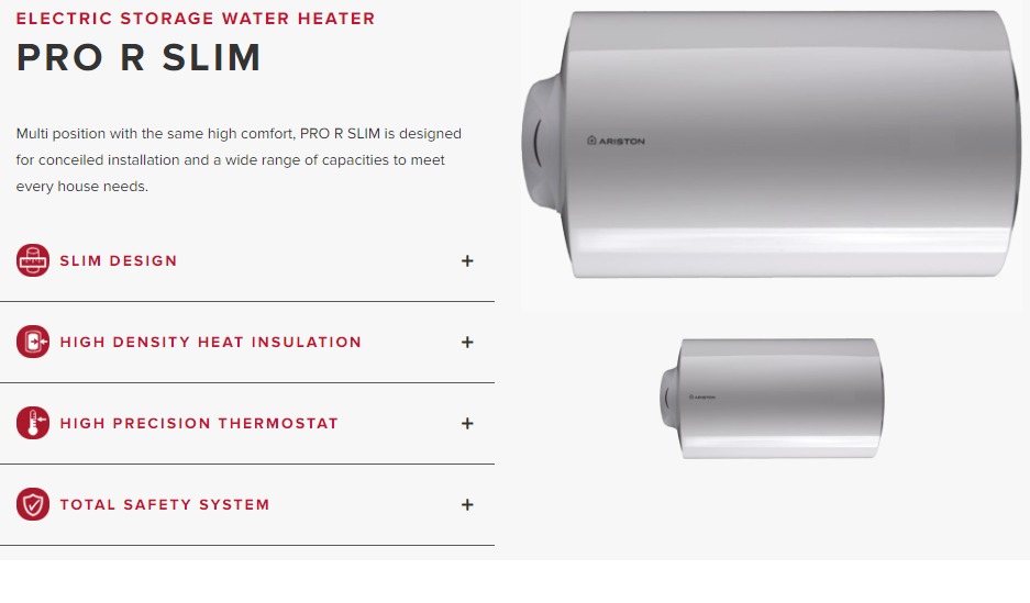 Ariston Pro RS Slim Series 30lit l 40Lit l 56Lit l 80Lit Storage Heater ...