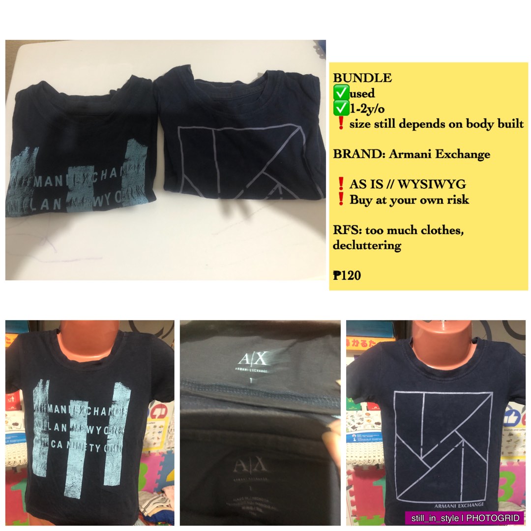 ARMANI EXCHANGE TOPS FOR KIDS, Babies & Kids, Babies & Kids Fashion on Carousell