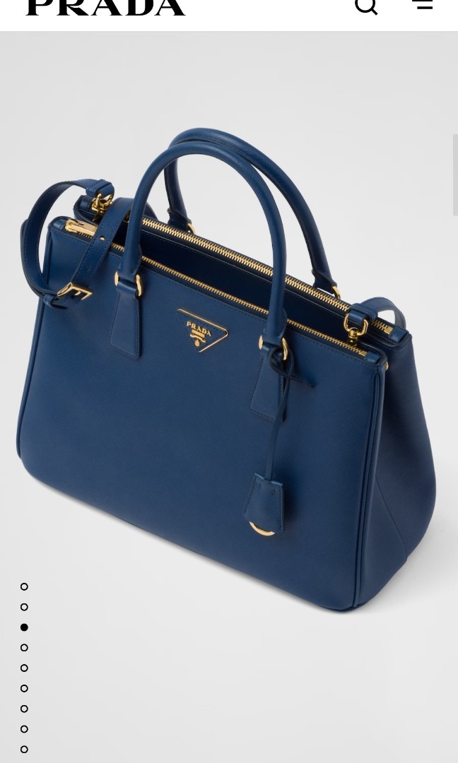 Prada Saffiano Leather Galleria Lux Tote, Blue, Authentic
