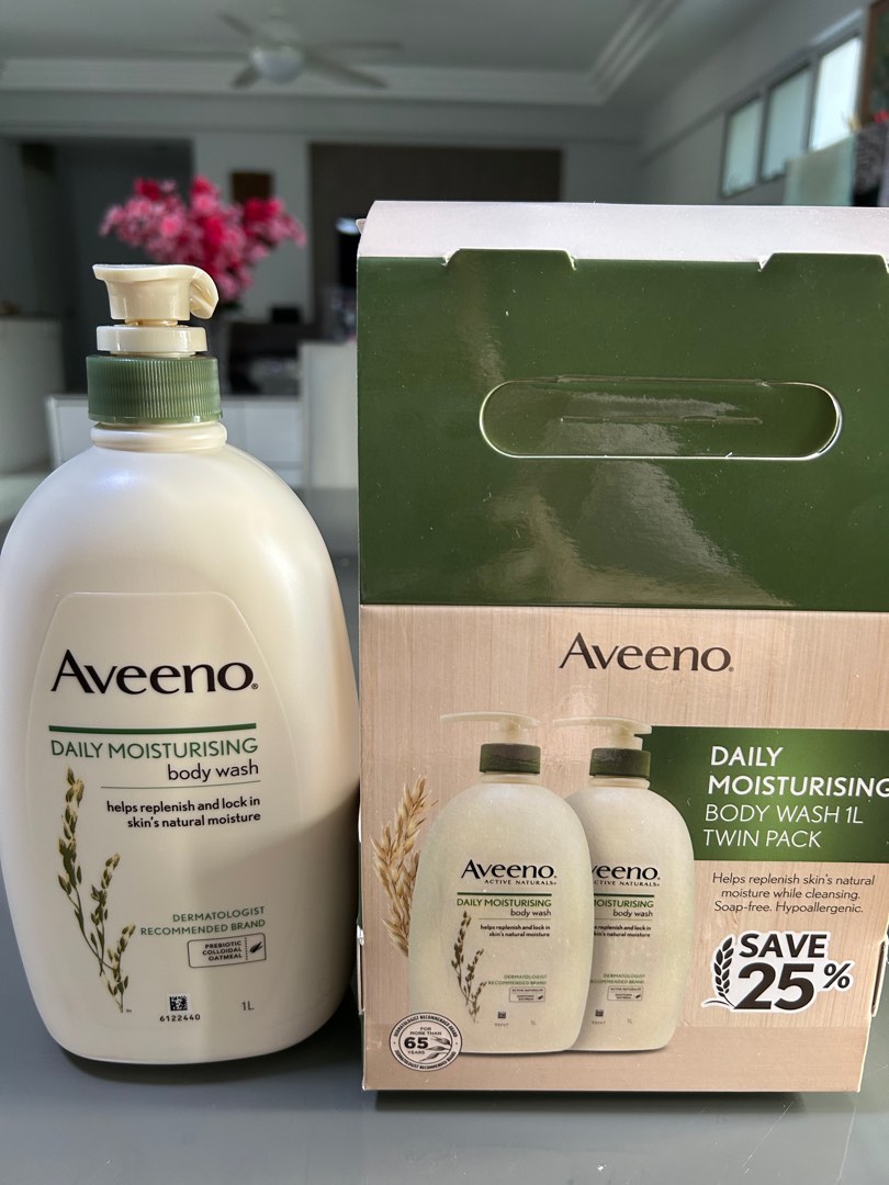 Aveeno Daily Moisturizing Wash Twin Pack 1 litre, Beauty & Personal