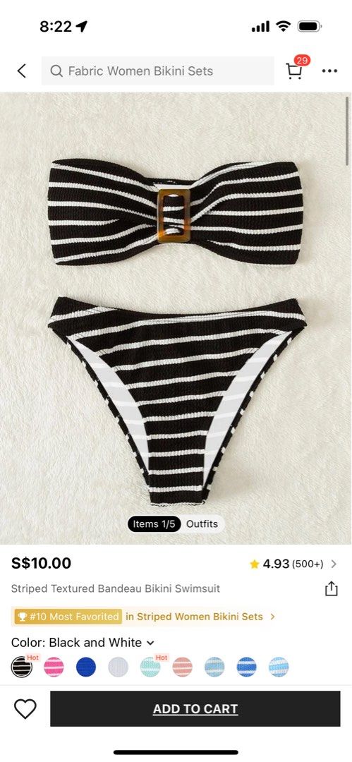 White and best sale black striped bikini