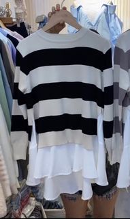 Bkk top stripe black white