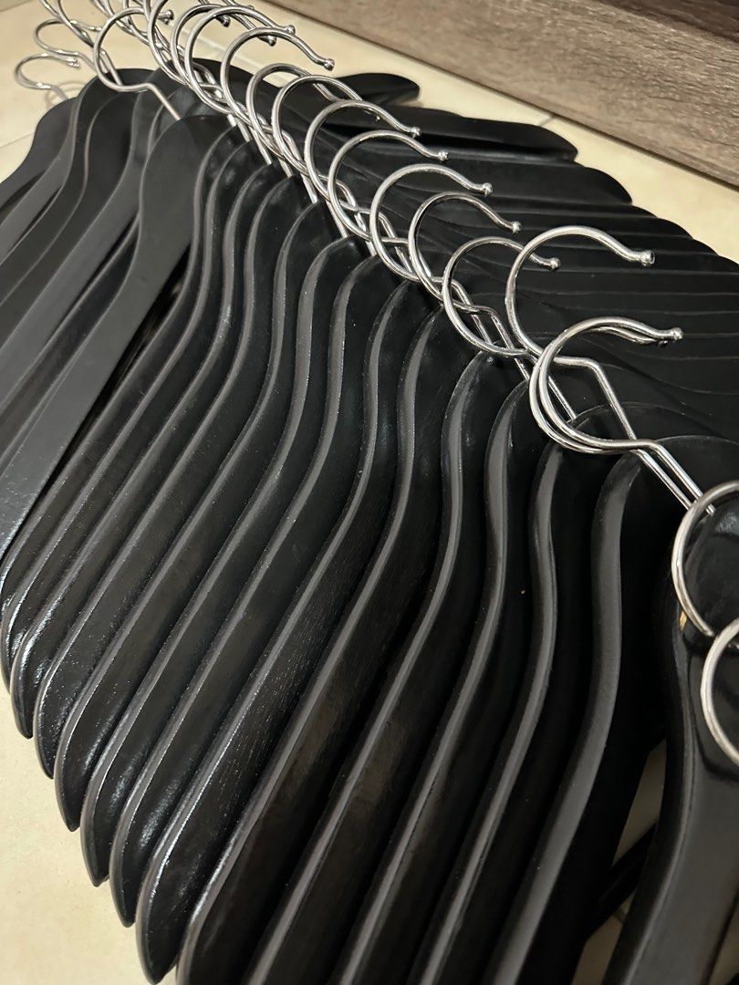 Black IKEA Wooden Hangers
