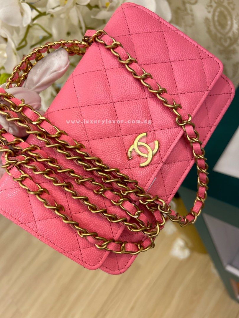 BNIB Chanel Classic Wallet On Chain 22P WOC Light Pink Caviar