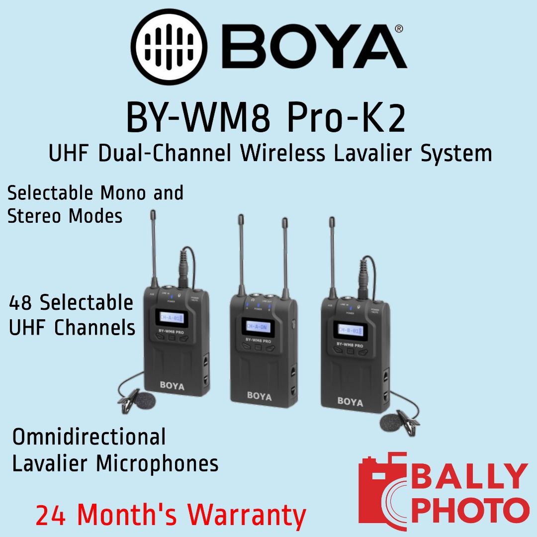  BOYA BY-WM8 Pro-K2 UHF Dual-Channel Wireless Microphone  System