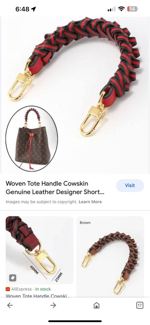 Braided Woven Handbag Strap for NeoNoe MM, Real Leather, Designer Tote