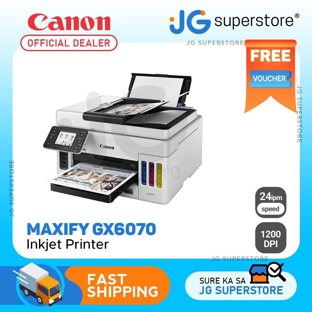 Canon MAXIFY GX6070 Wireless Inkjet Printer with 600x1200DPI, LCD ...