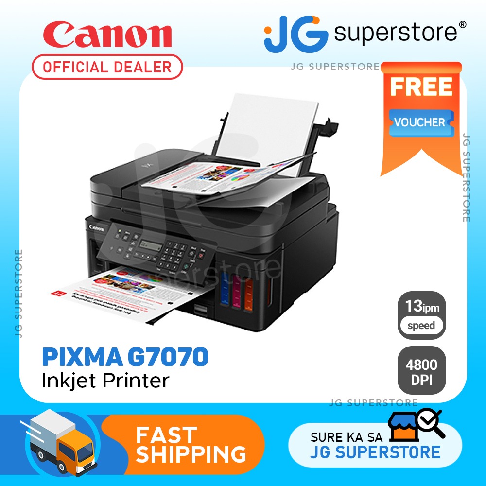Canon PIXMA G7070 Wireless Refillable Inkjet Printer with 4800x1200DPI